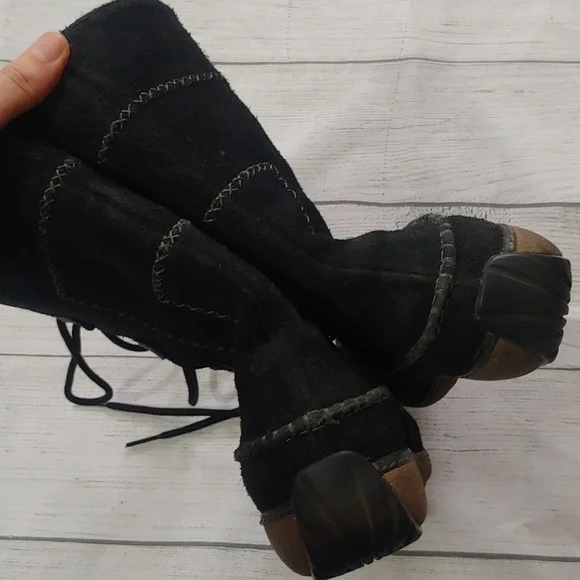 Timberland Fauna Leather Moccasin Lace-Up Boots – Black – Women's Size 7 - Picture 7 of 9